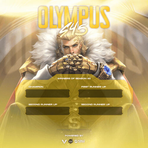 Olympus esports graphic by Mizi, featuring a golden figure and tournament bracket